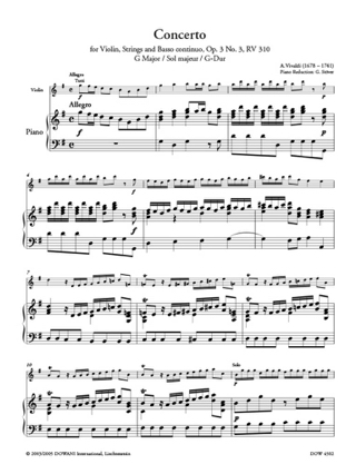 Concerto n° 3 op. 3 RV 310 en sol maj. - VIVALDI - Partition - Violon